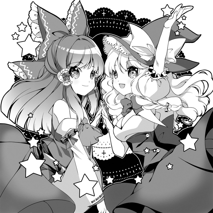 hakurei reimu and kirisame marisa (touhou) drawn by roh_nam_kyung