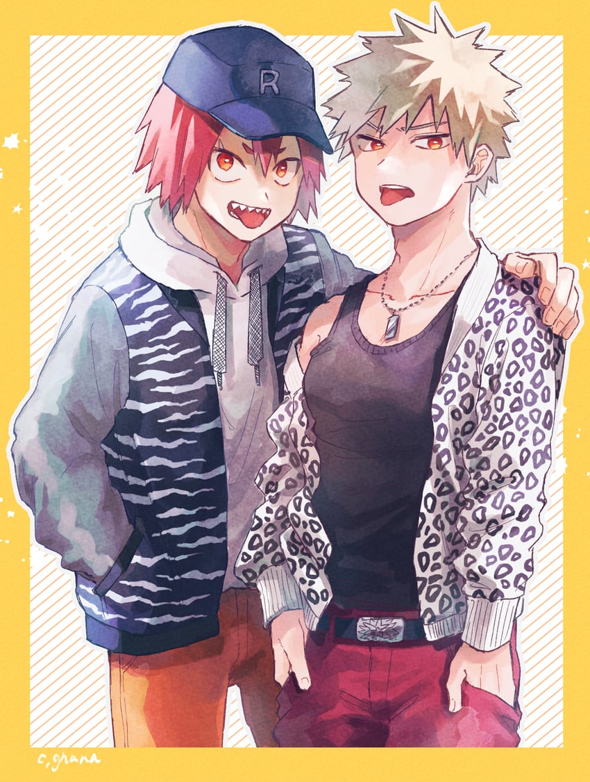 bakugou katsuki and kirishima eijiro (boku no hero academia) drawn by adcalcium