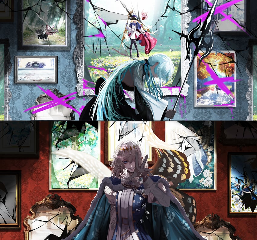 baobhan sith, morgan le fay, oberon, aesc, and habetrot (fate and 1 more) drawn by antinese
