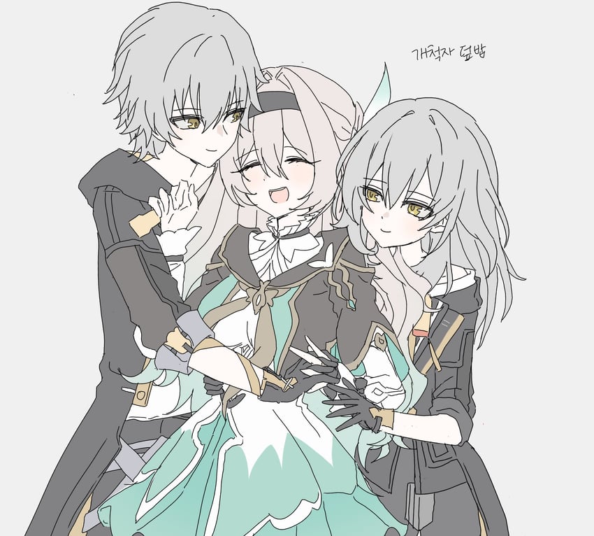 trailblazer, firefly, stelle, and caelus (honkai and 1 more) drawn by dong_yo0