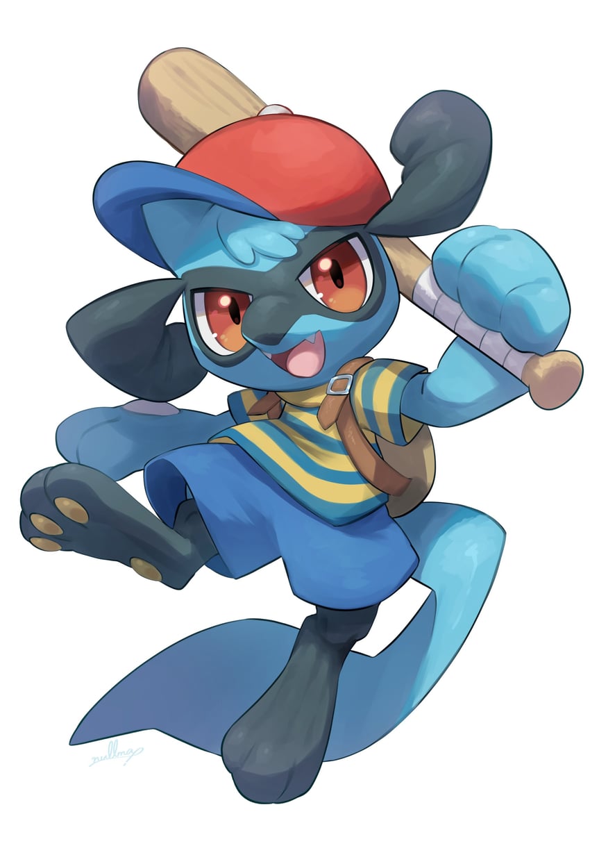 ness and riolu (pokemon and 2 more) drawn by nullma