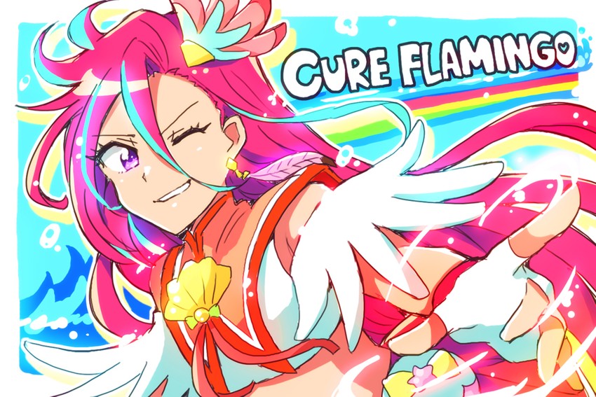 takizawa asuka and cure flamingo (precure and 1 more) drawn by hitopm
