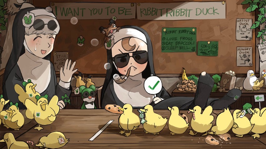 froggy nun and sheep nun (little nuns) drawn by diva_(hyxpk)