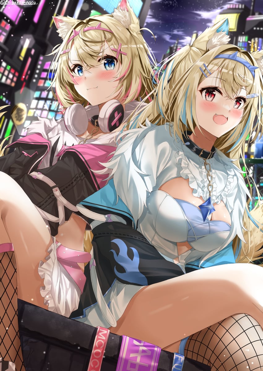 fuwawa abyssgard and mococo abyssgard (hololive and 1 more) drawn by shibakarenasu