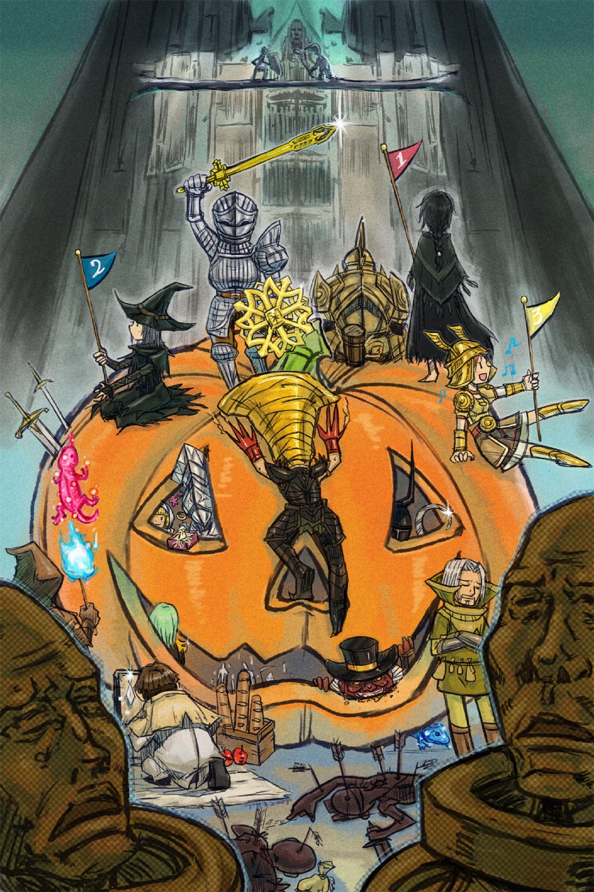 maiden in black, garl vinland, yuria the witch, maiden astraea, yurt the silent chief, and 9 more (demon's souls) drawn by hirosawa_asaki