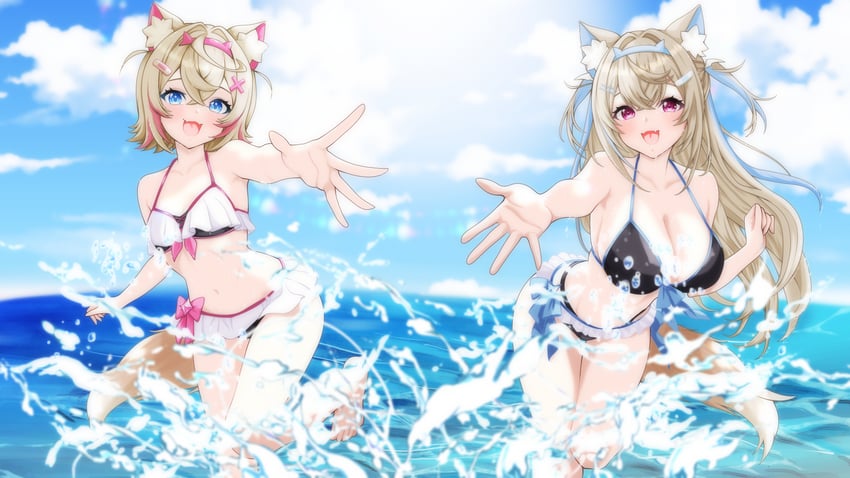 fuwawa abyssgard and mococo abyssgard (hololive and 1 more) drawn by mu_me0812