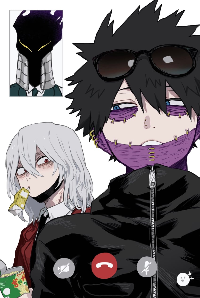 dabi, shigaraki tomura, and kurogiri (boku no hero academia) drawn by ametaro_(ixxxzu)