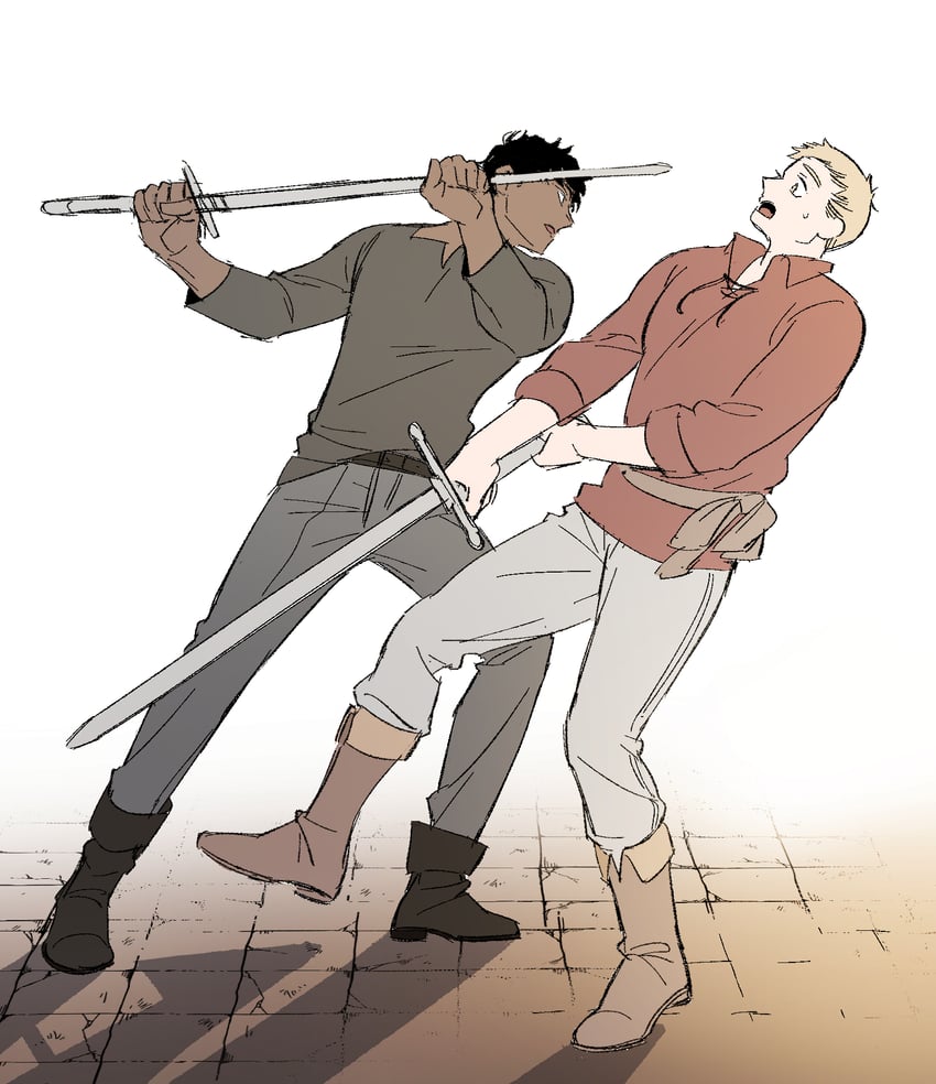 laios touden and kabru (dungeon meshi) drawn by daki_info