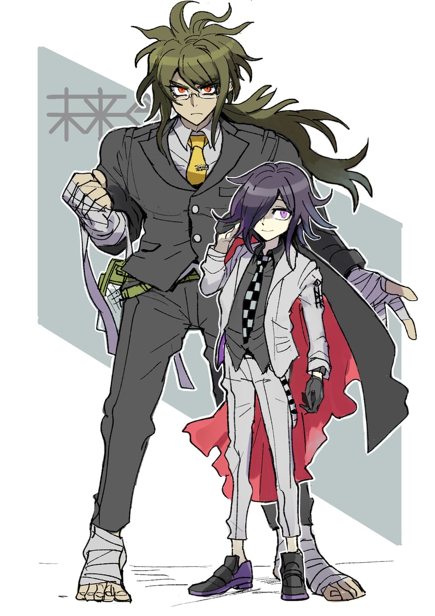 oma kokichi and gokuhara gonta (danganronpa and 1 more) drawn by kumakoro_(tetsupag)