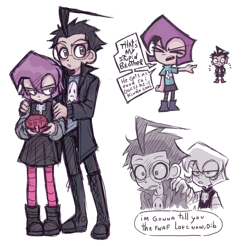gazlene membrane and dib (invader zim and 1 more) drawn by linterteatime