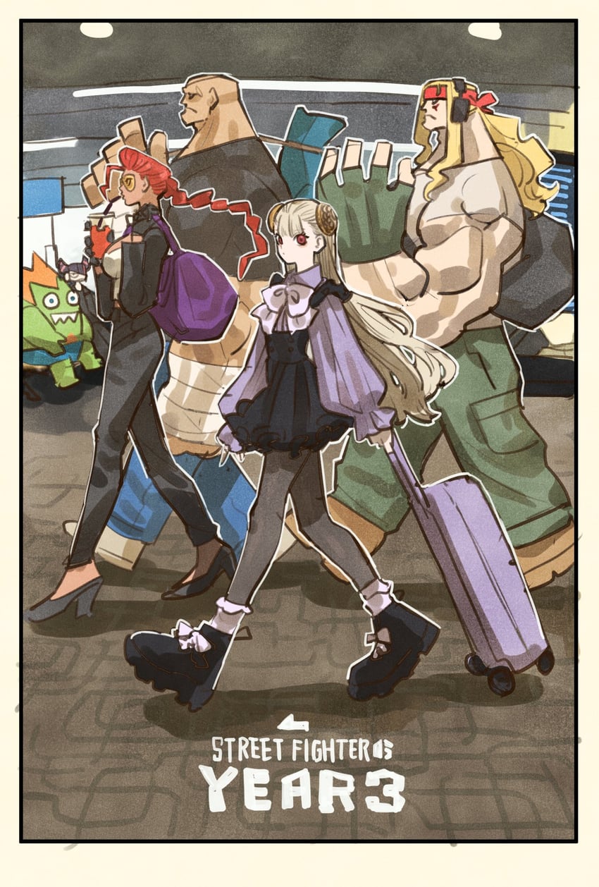 han juri, ingrid, crimson viper, blanka, sagat, and 2 more (street fighter and 1 more) drawn by takeuchi_ryousuke