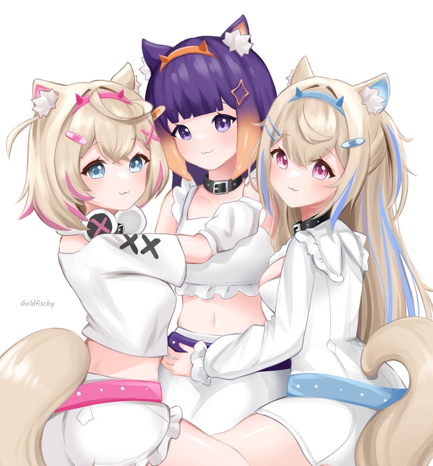 ninomae ina'nis, fuwawa abyssgard, and mococo abyssgard (hololive and 1 more) drawn by goldfishy