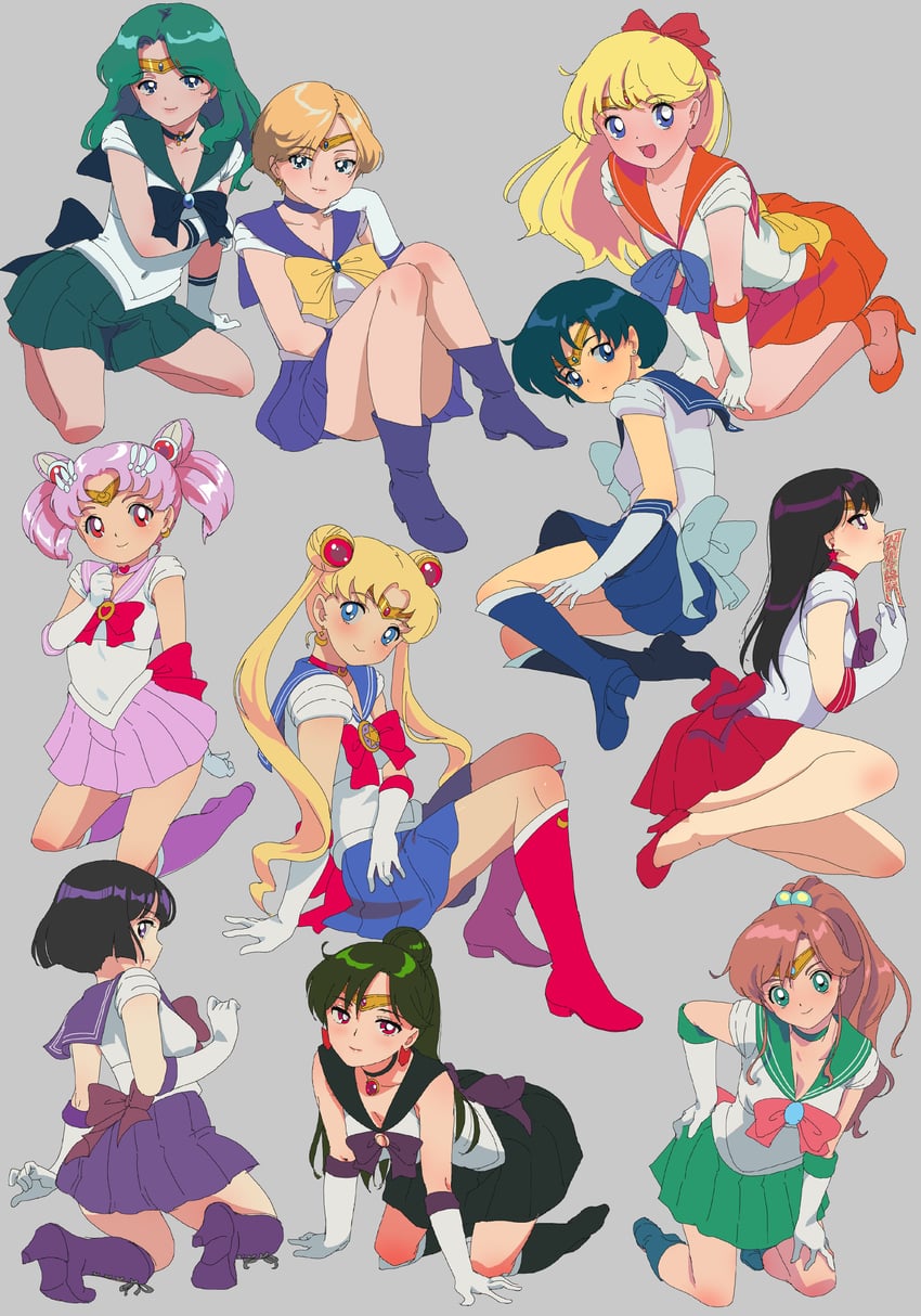 tsukino usagi, sailor moon, mizuno ami, aino minako, hino rei, and 15 more (bishoujo senshi sailor moon and 1 more) drawn by yamamori_kuukai