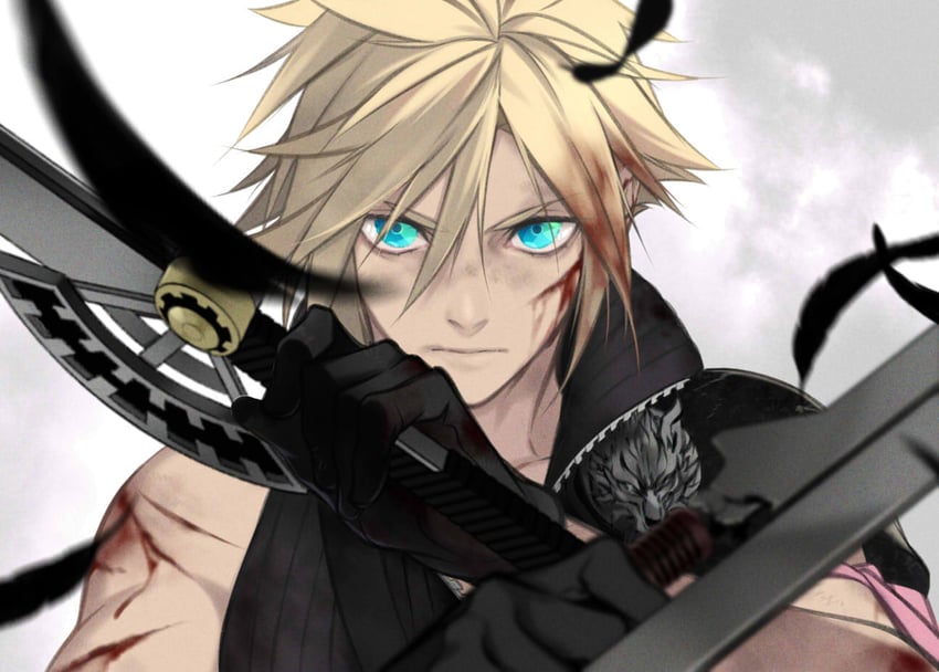 cloud strife (final fantasy and 2 more) drawn by kiki_lala
