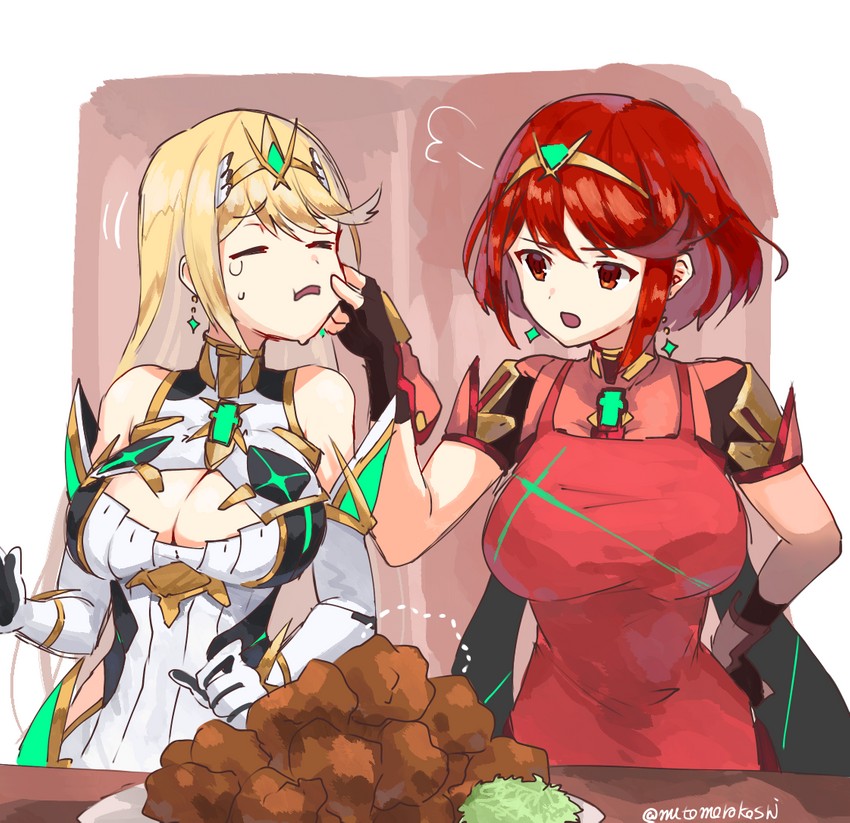 pyra and mythra (xenoblade chronicles and 1 more) drawn by mutomorokoshi