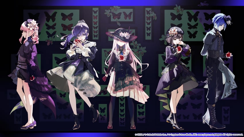 kaito, asahina mafuyu, shinonome ena, akiyama mizuki, yoisaki kanade, and 1 more (vocaloid and 2 more) drawn by poireau_13
