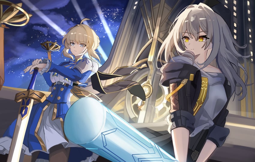 artoria pendragon, saber, trailblazer, and stelle (fate and 4 more) drawn by luto
