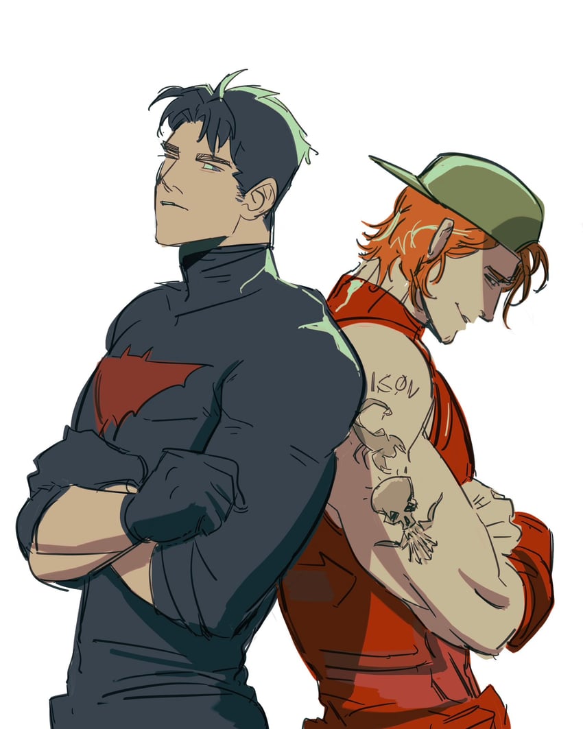 jason todd, red hood, roy harper, and arsenal (dc comics and 2 more) drawn by bewarebbpower