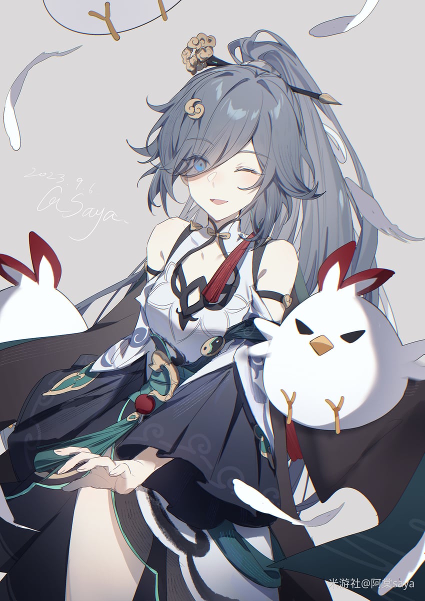 fu hua and jingwei (honkai and 1 more) drawn by saya_atang