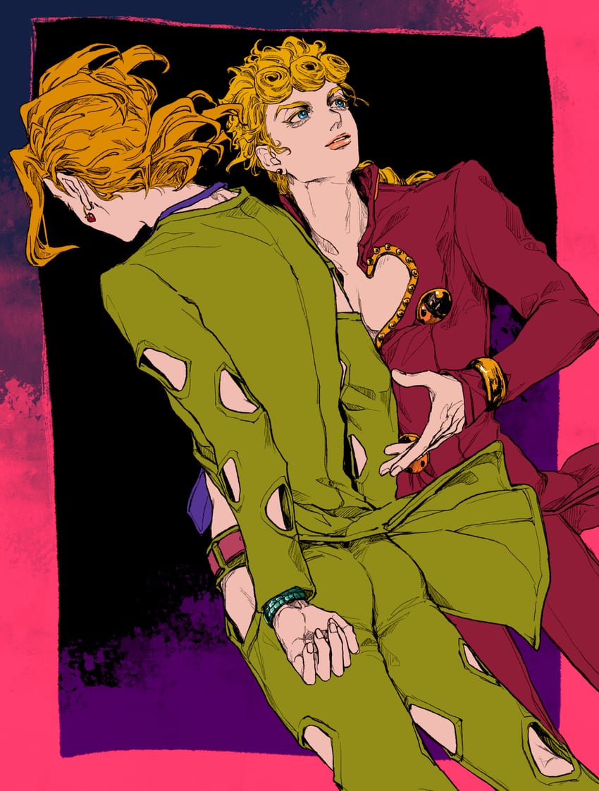 giorno giovanna and pannacotta fugo (jojo no kimyou na bouken and 1 more) drawn by okokoro_zaiku