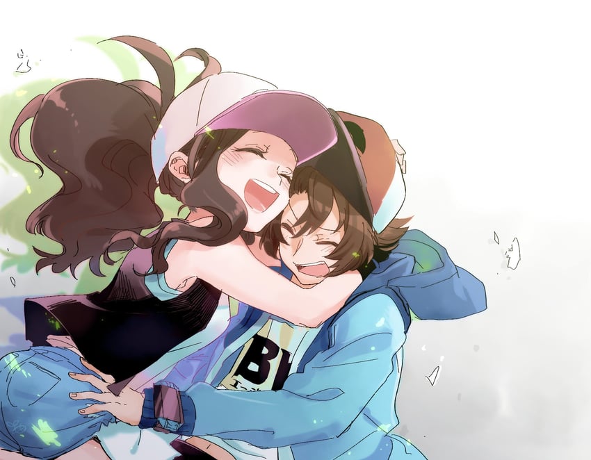 hilda and hilbert (pokemon and 1 more) drawn by mmk_okikami