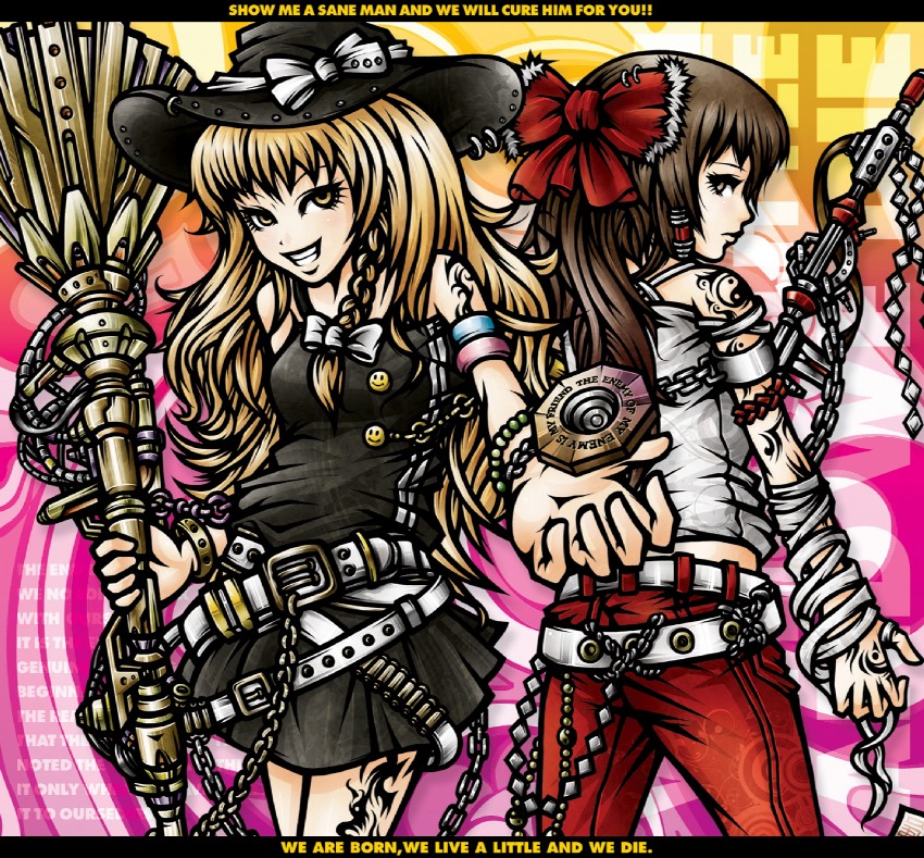 hakurei reimu and kirisame marisa (touhou) drawn by project.c.k.