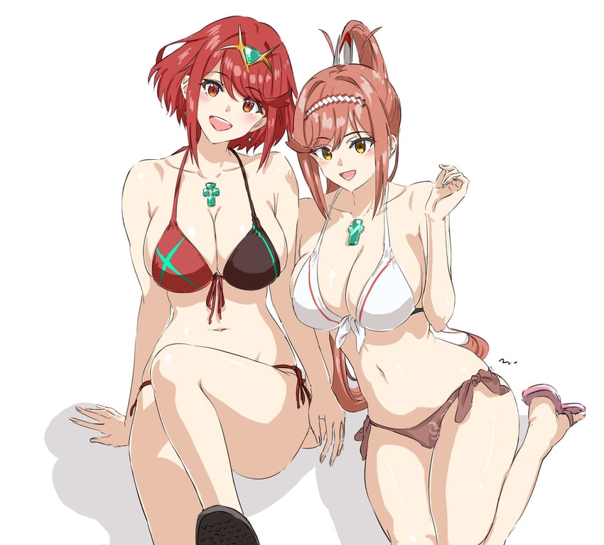 pyra and glimmer (xenoblade chronicles and 3 more) drawn by mitsugu