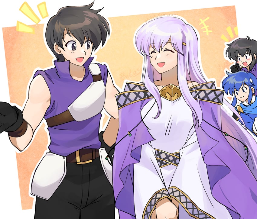 seliph, larcei, scathach, and julia (fire emblem and 1 more) drawn by betabetamaru