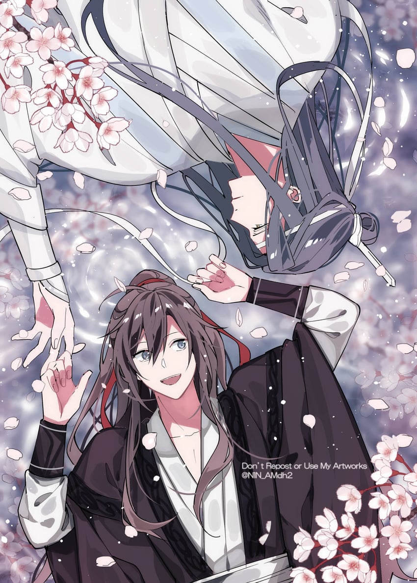 wei wuxian and lan wangji (modao zushi) drawn by hyottokoane