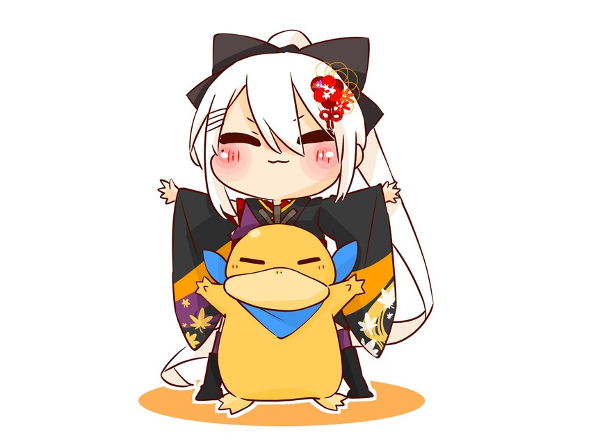 higuchi kaede and psyduck (pokemon and 1 more) drawn by mmm24341