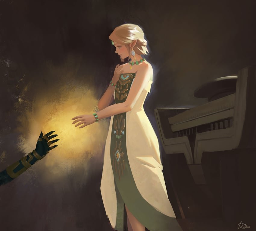link and princess zelda (the legend of zelda and 1 more) drawn by renl0l