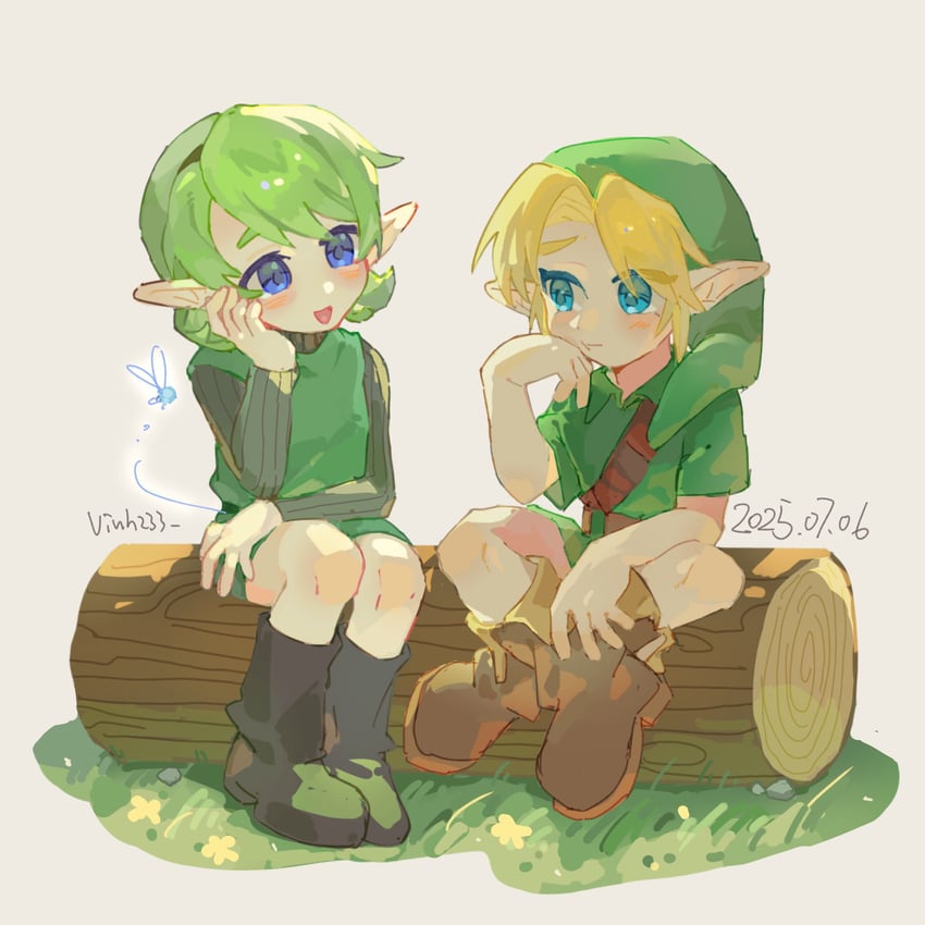 link, young link, navi, and saria (the legend of zelda and 1 more) drawn by vinh233