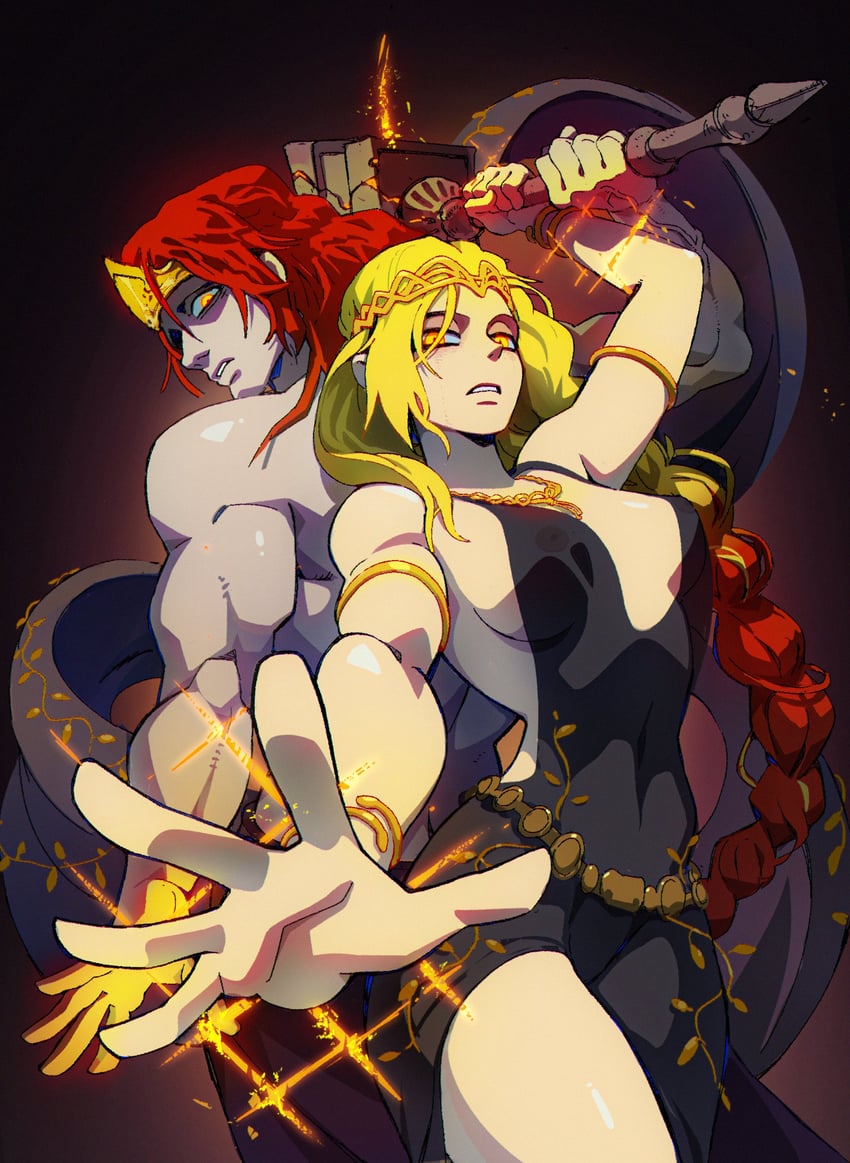 queen marika the eternal and radagon of the golden order (elden ring) drawn by aisendraw
