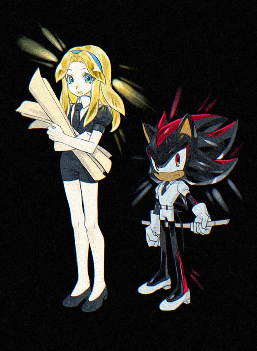 shadow the hedgehog and maria robotnik (sonic and 1 more) drawn by nabe0915199212