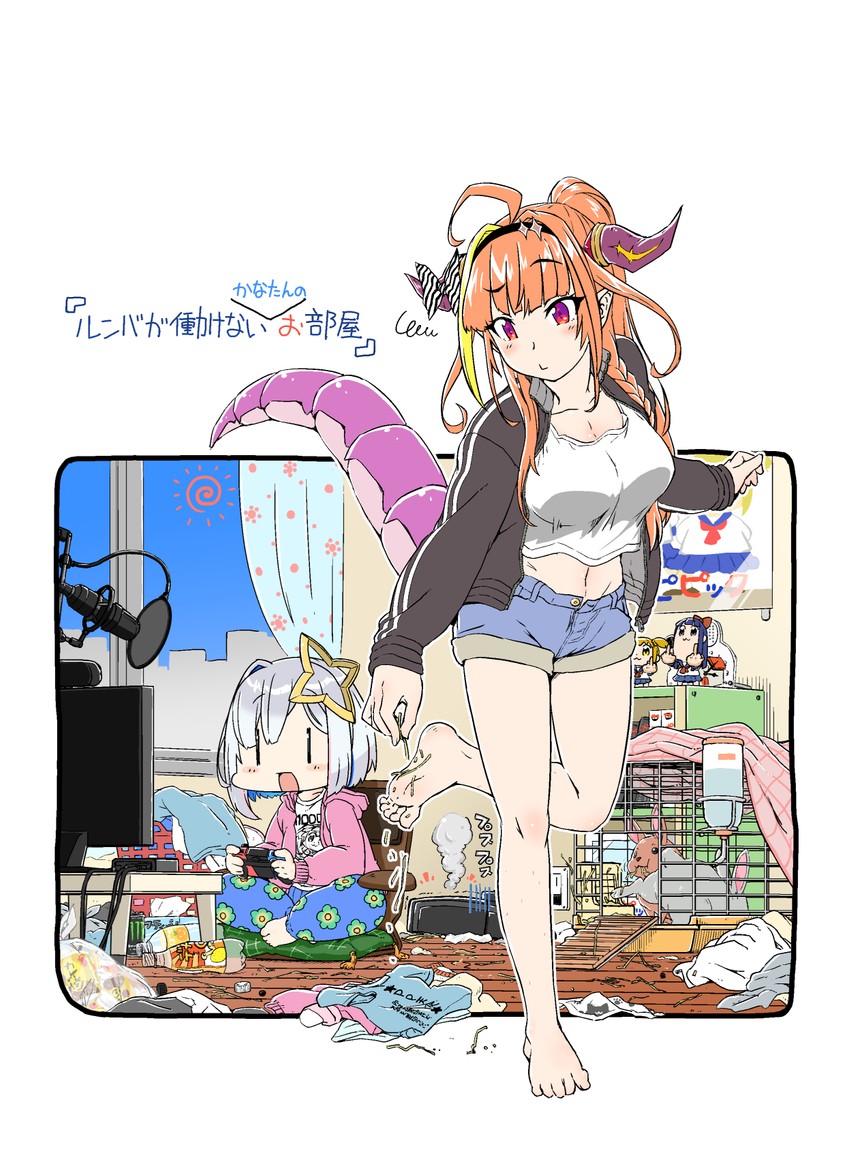 amane kanata, kiryu coco, popuko, and pipimi (hololive and 1 more) drawn by moroyan