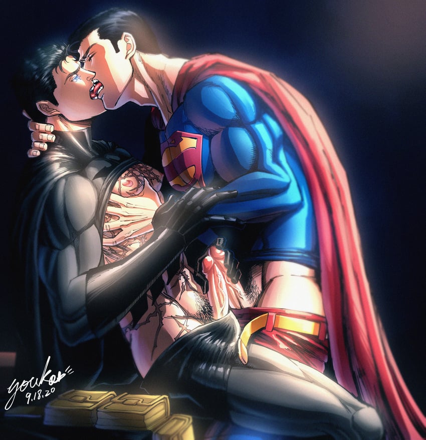 batman, superman, clark kent, and bruce wayne (dc comics and 2 more) drawn by yooko
