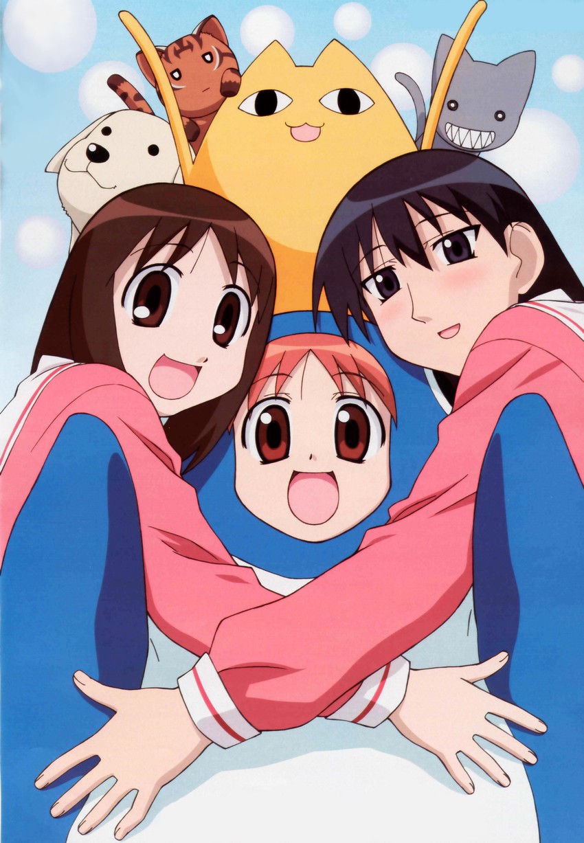 kasuga ayumu, mihama chiyo, sakaki, mihama chiyo's father, tadakichi-san, and 2 more (azumanga daioh and 1 more) drawn by ozawa_iku
