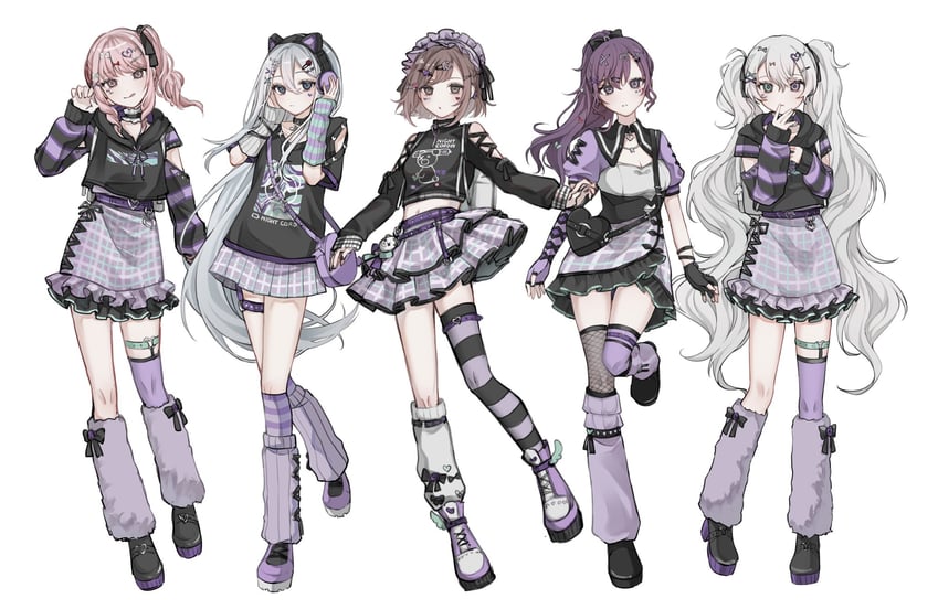 hatsune miku, asahina mafuyu, shinonome ena, akiyama mizuki, yoisaki kanade, and 1 more (vocaloid and 1 more) drawn by nemnemnemtan
