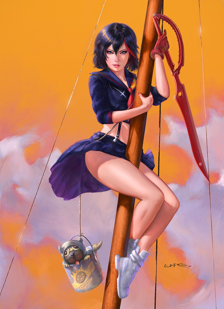 matoi ryuuko, senketsu, and guts (kill la kill) drawn by oliver_wetter