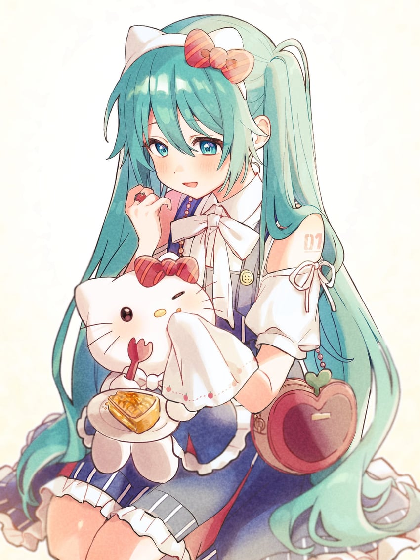 hatsune miku and hello kitty (vocaloid and 3 more) drawn by uminokaisen