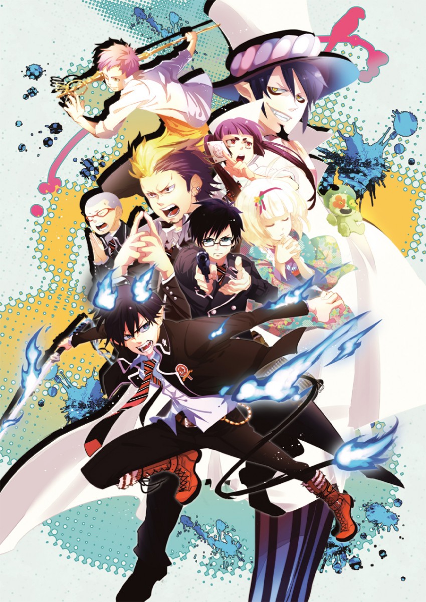 okumura rin, okumura yukio, moriyama shiemi, kamiki izumo, shima renzou, and 3 more (ao no exorcist) drawn by wokome