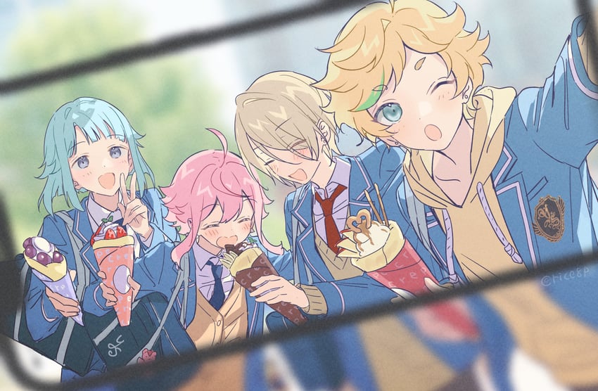 himemiya tori, shino hajime, shiratori aira, and harukawa sora (ensemble stars!) drawn by rice_(rice8p)