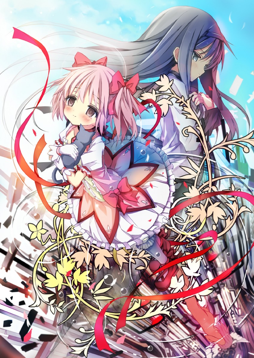 akemi homura, kaname madoka, and amy (mahou shoujo madoka magica) drawn by shino_(eefy)