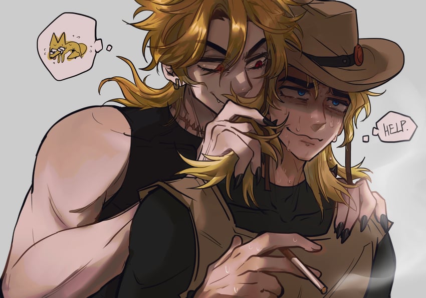 dio brando and hol horse (jojo no kimyou na bouken and 1 more) drawn by swampland