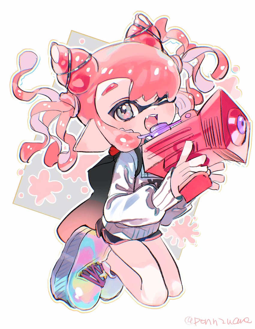 inkling player character and inkling girl (splatoon and 1 more) drawn by amezawa_koma