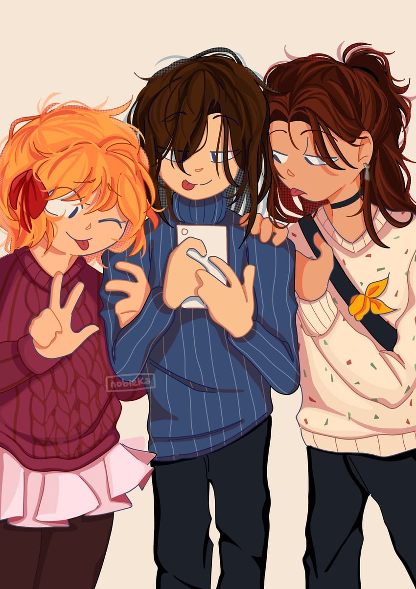 main character, qiu lin, and tamarack baumann (our life and 1 more) drawn by nobi33ka