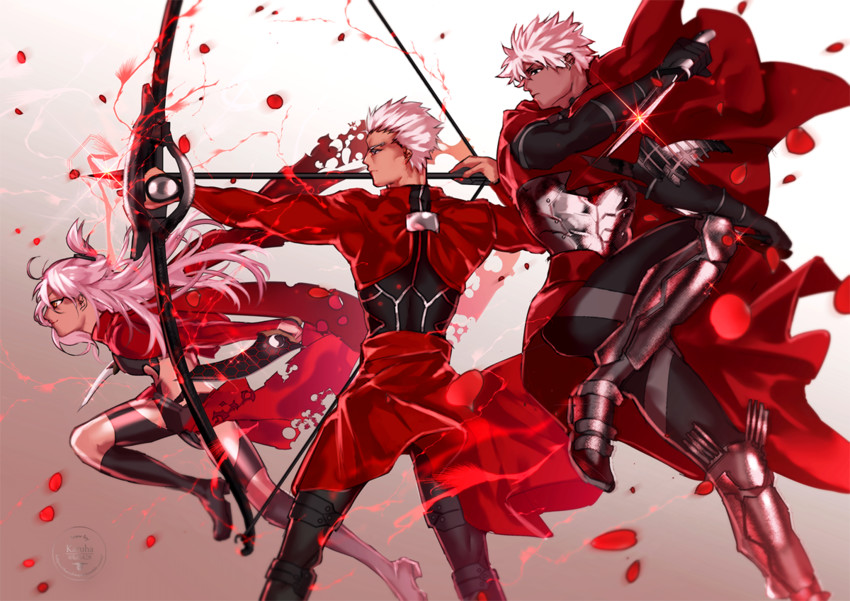 archer, chloe von einzbern, and emiya kiritsugu (fate and 4 more) drawn by kouya_(kyk428)