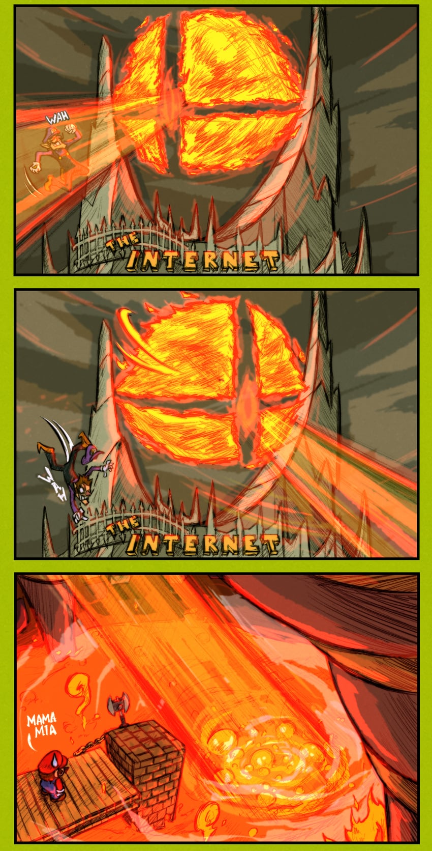 mario, waluigi, sauron, and eye of sauron (mario and 3 more) drawn by sindraws