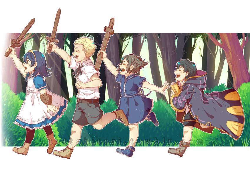 lucina, male morgan, cynthia, and owain (fire emblem and 1 more) drawn by namiine