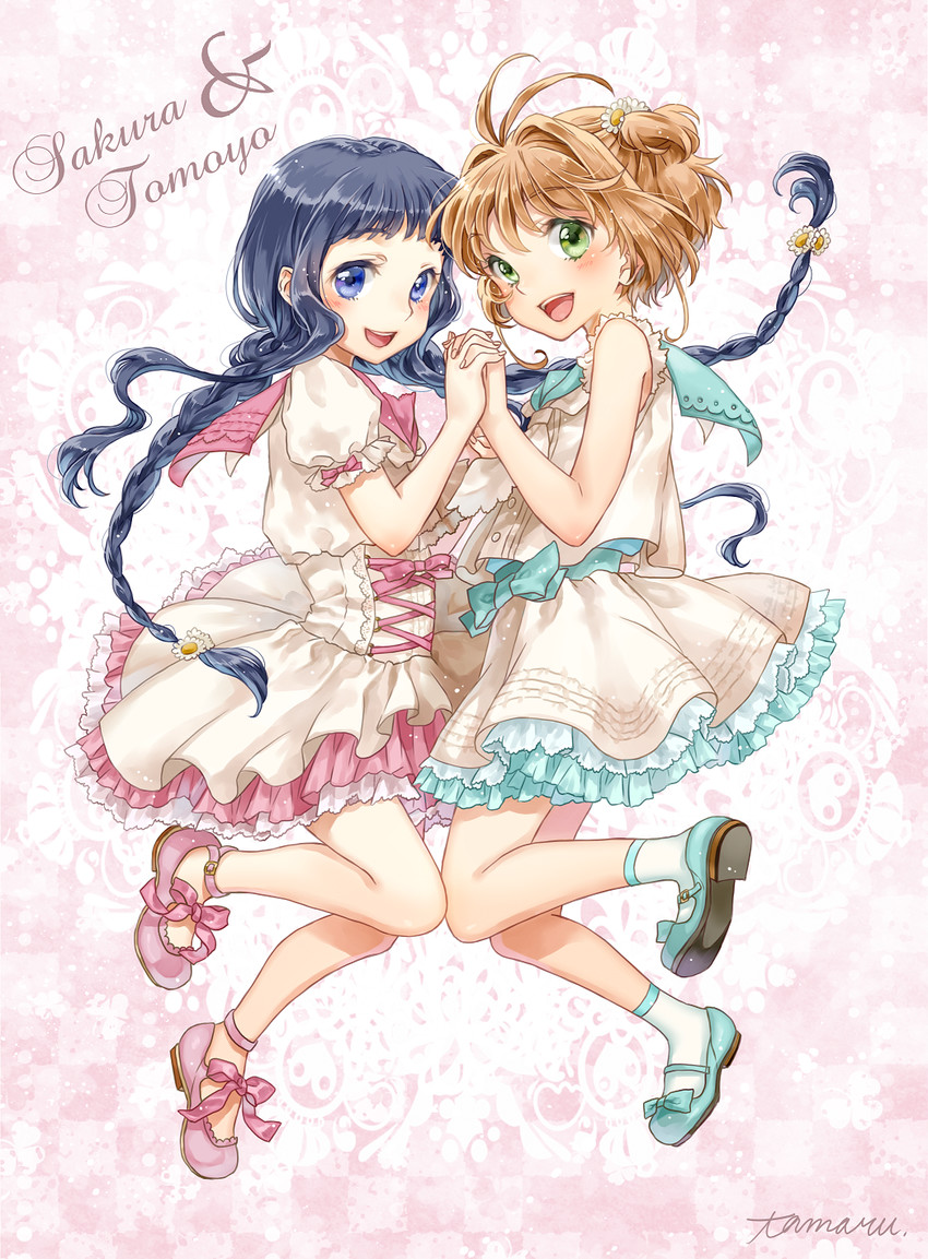 kinomoto sakura and daidouji tomoyo (cardcaptor sakura) drawn by tamaru